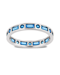 Sterling Silver Aquamarine CZ Ethel Ring
