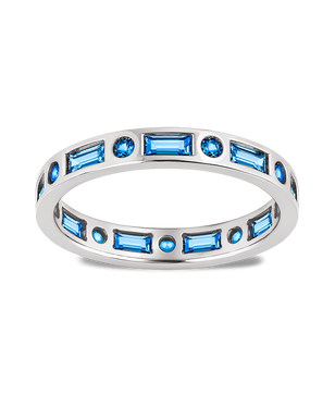 Sterling Silver Aquamarine CZ Ethel Ring