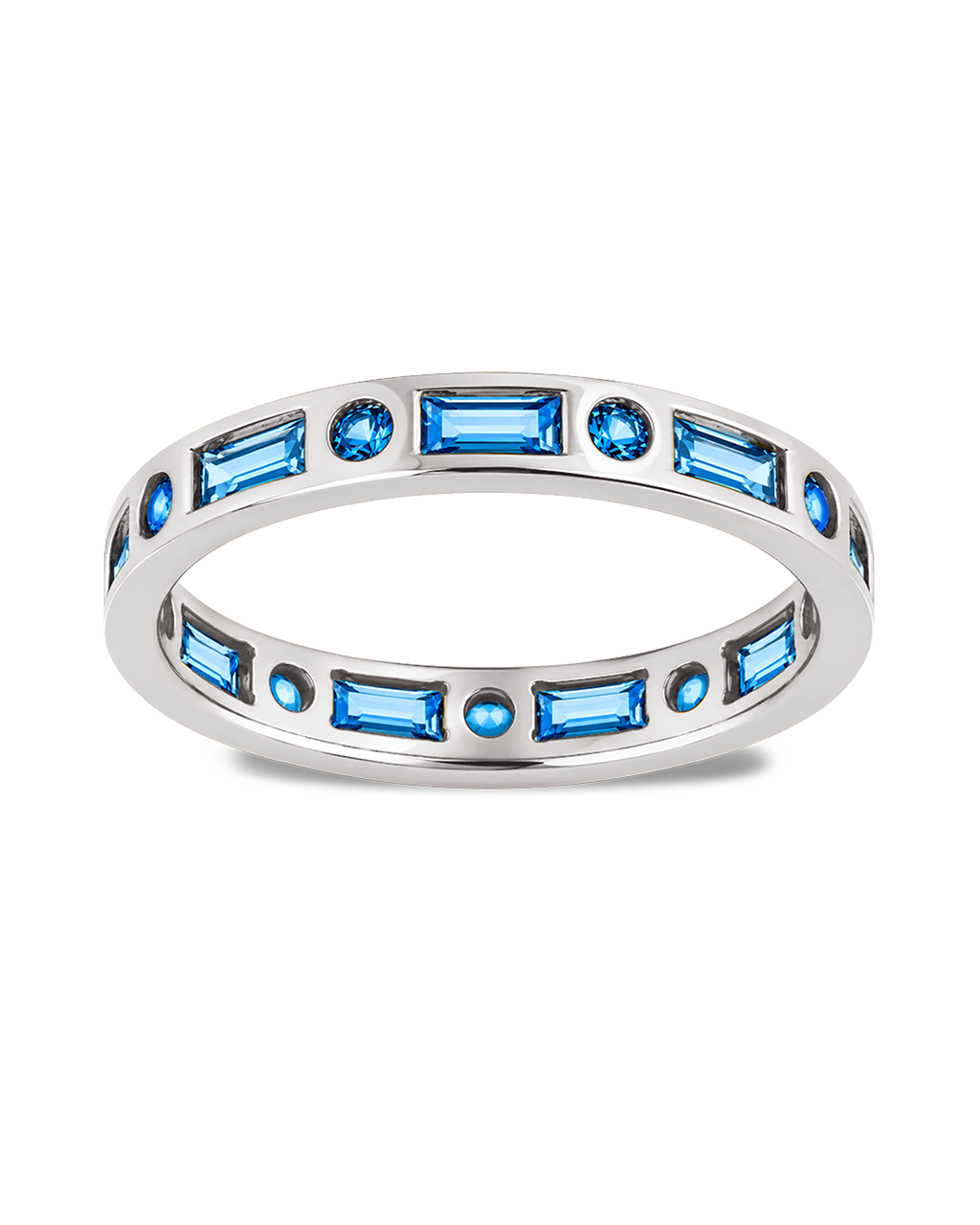 Sterling Silver Aquamarine CZ Ethel Ring