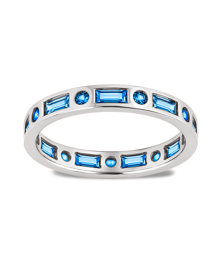 Sterling Silver Aquamarine CZ Ethel Ring