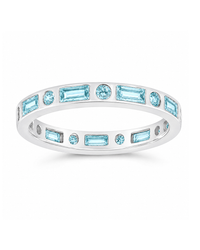 Sterling Silver Aquamarine CZ Ethel Ring