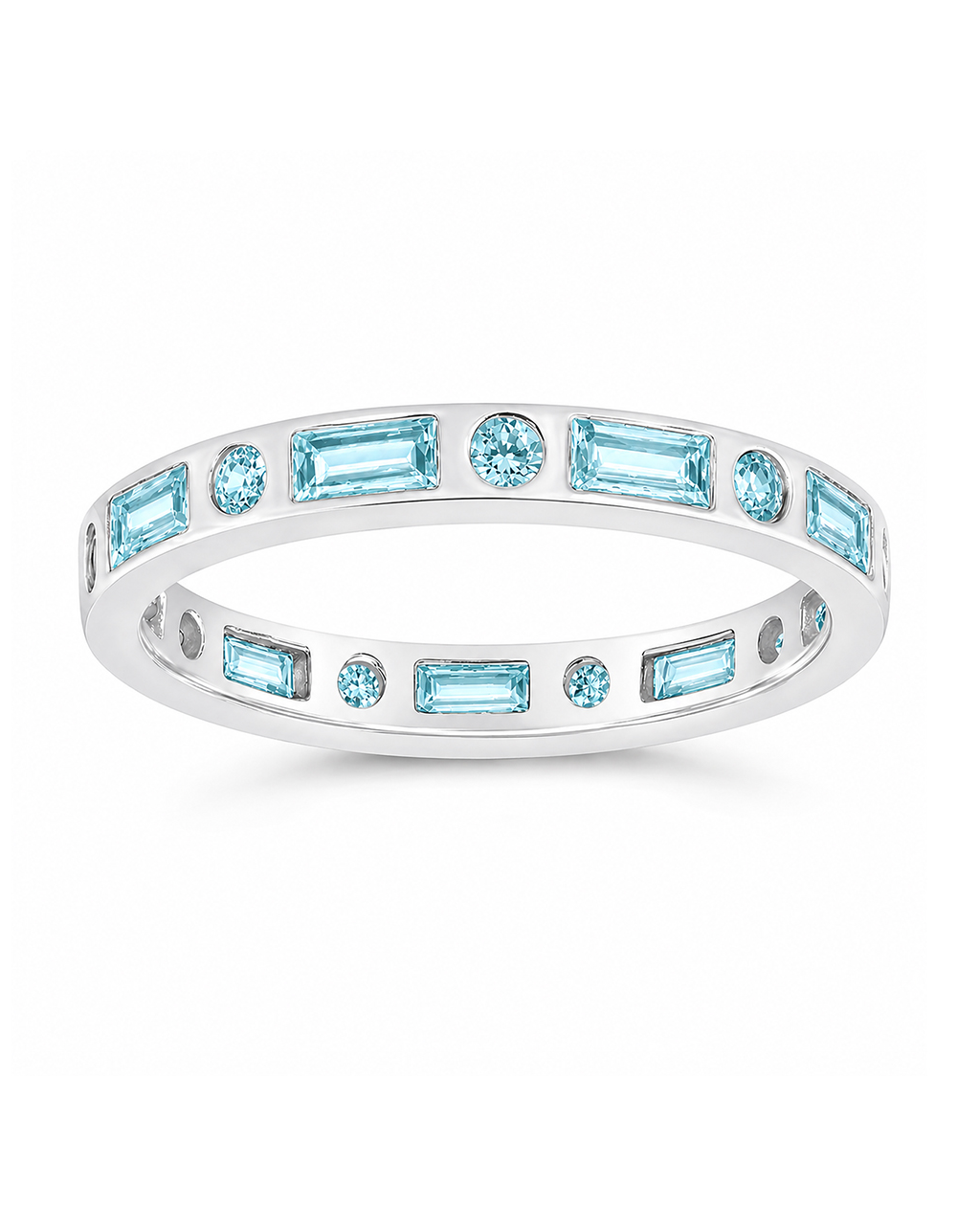 Sterling Silver Aquamarine CZ Ethel Ring