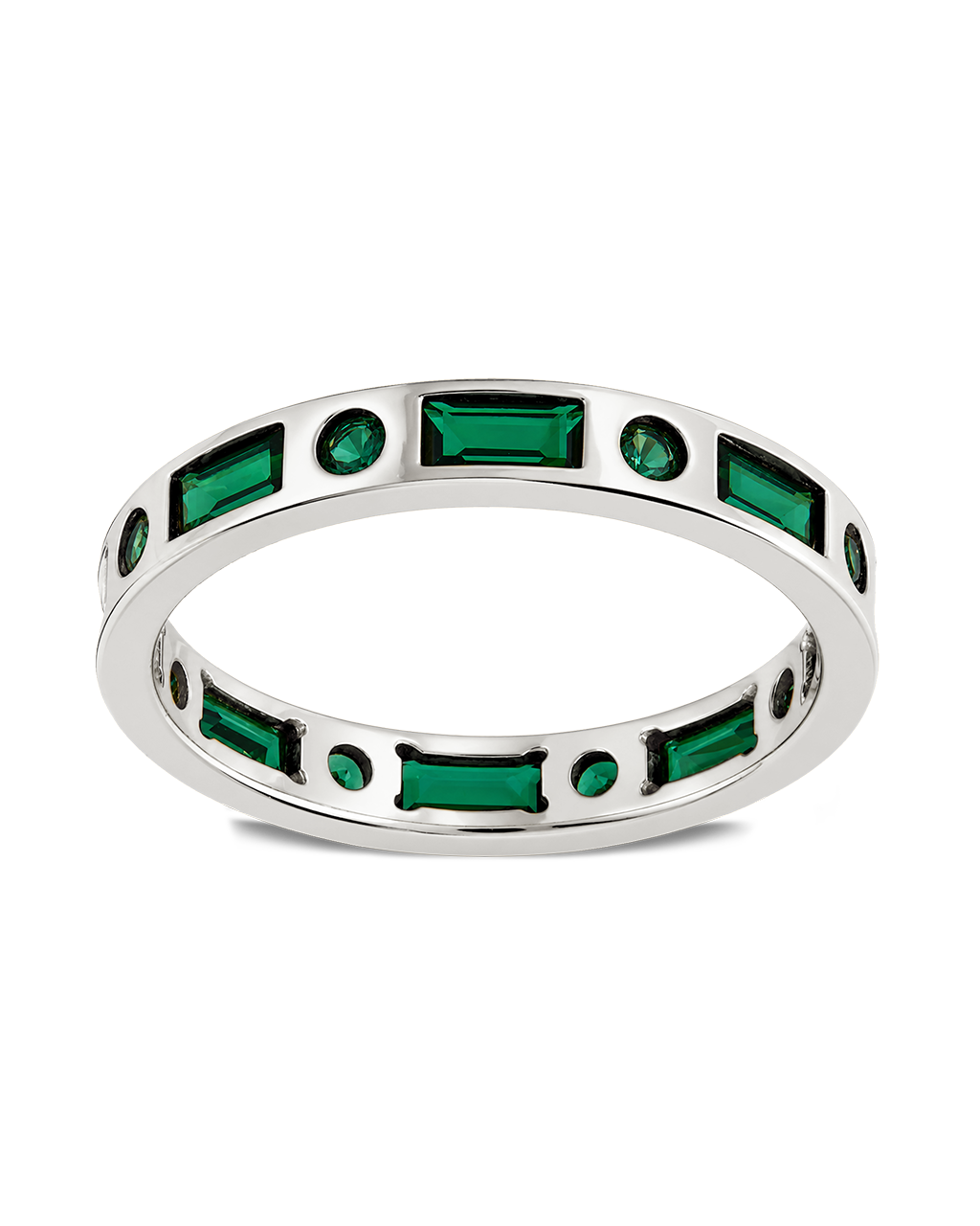 Sterling Silver Emerald CZ Ethel Ring