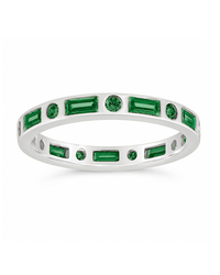 Sterling Silver Emerald CZ Ethel Ring