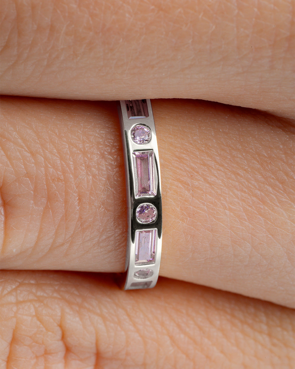 Sterling Silver Light Pink CZ Ethel Ring