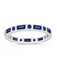 Sterling Silver Sapphire CZ Ethel Ring