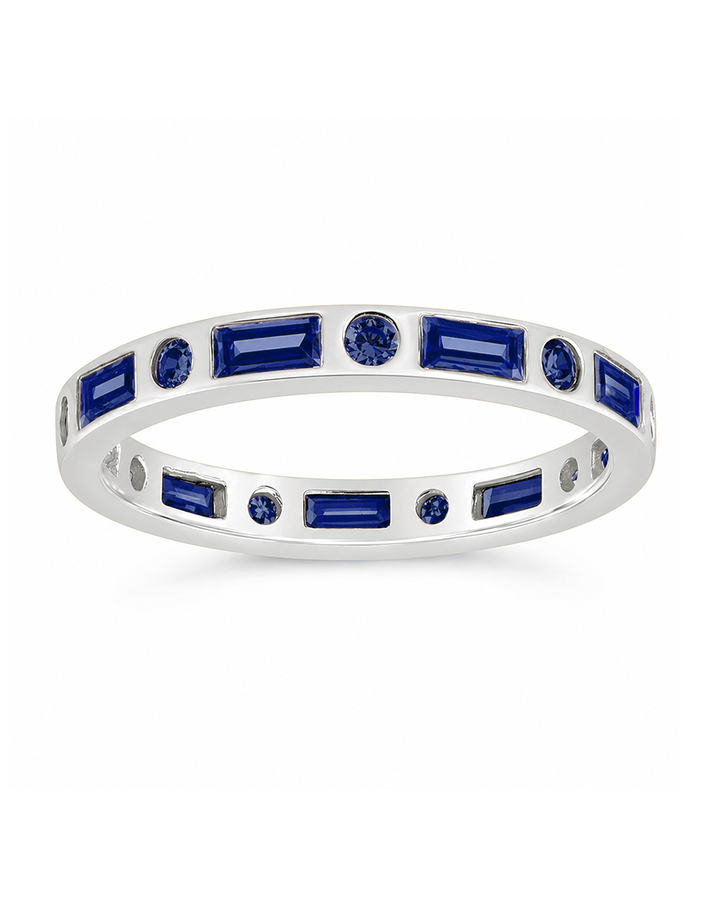 Sterling Silver Sapphire CZ Ethel Ring