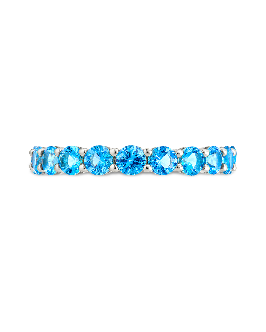 Sterling Silver Gracie Aquamarine CZ Eternity Ring
