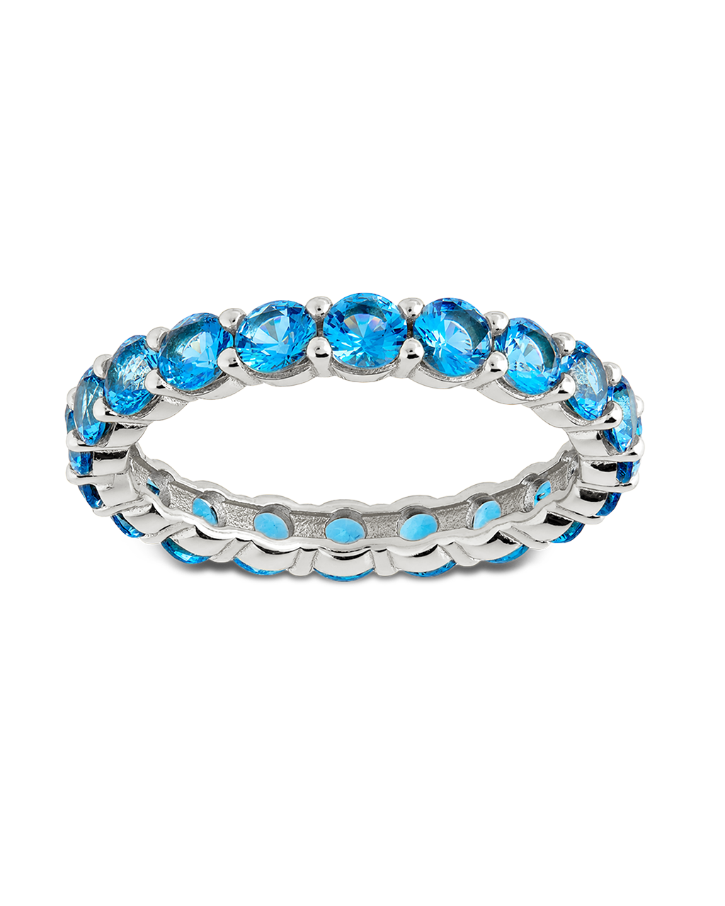 Sterling Silver Gracie Aquamarine CZ Eternity Ring