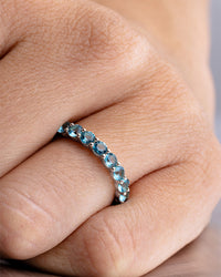 Sterling Silver Gracie Aquamarine CZ Eternity Ring