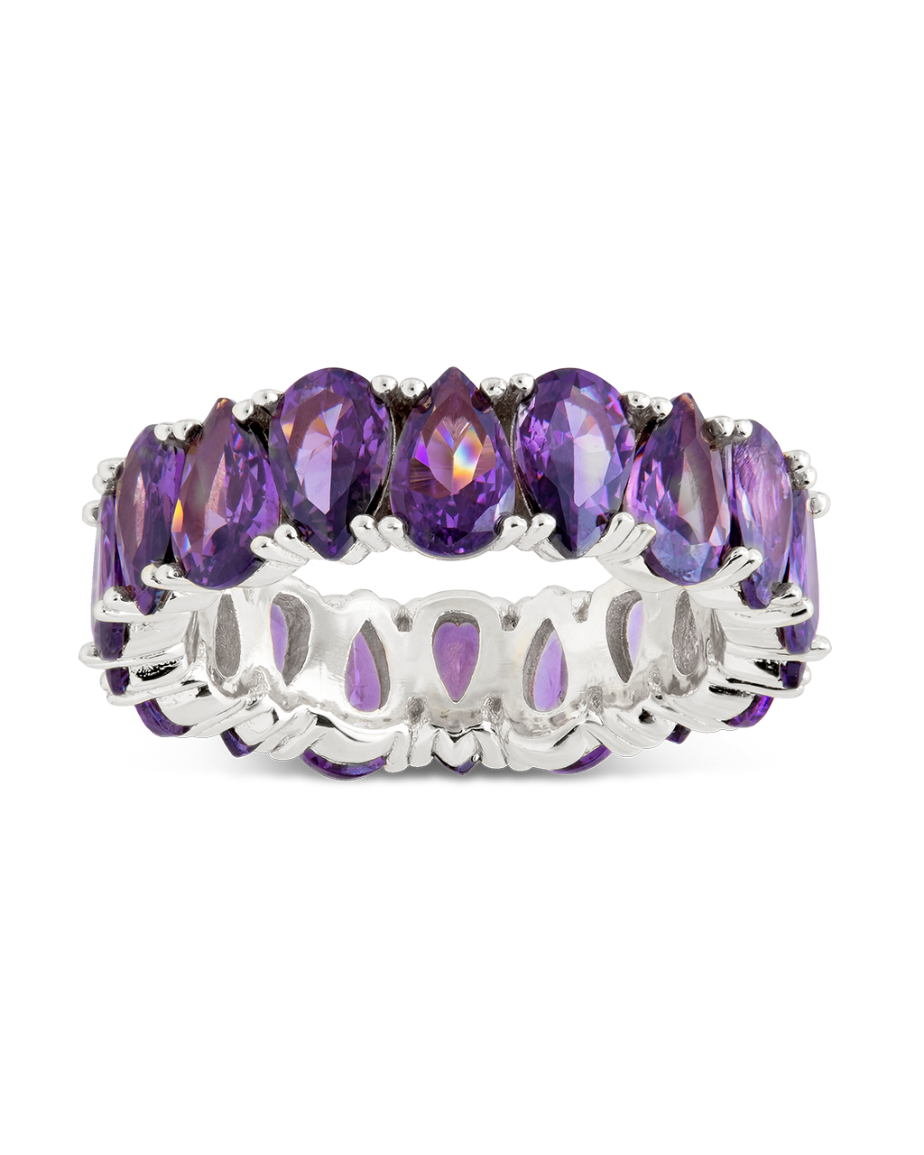 Sterling Silver Janis Amethyst CZ Eternity Band Ring