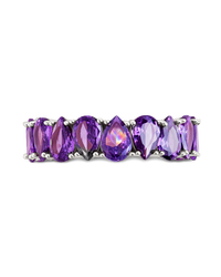 Sterling Silver Janis Amethyst CZ Eternity Band Ring
