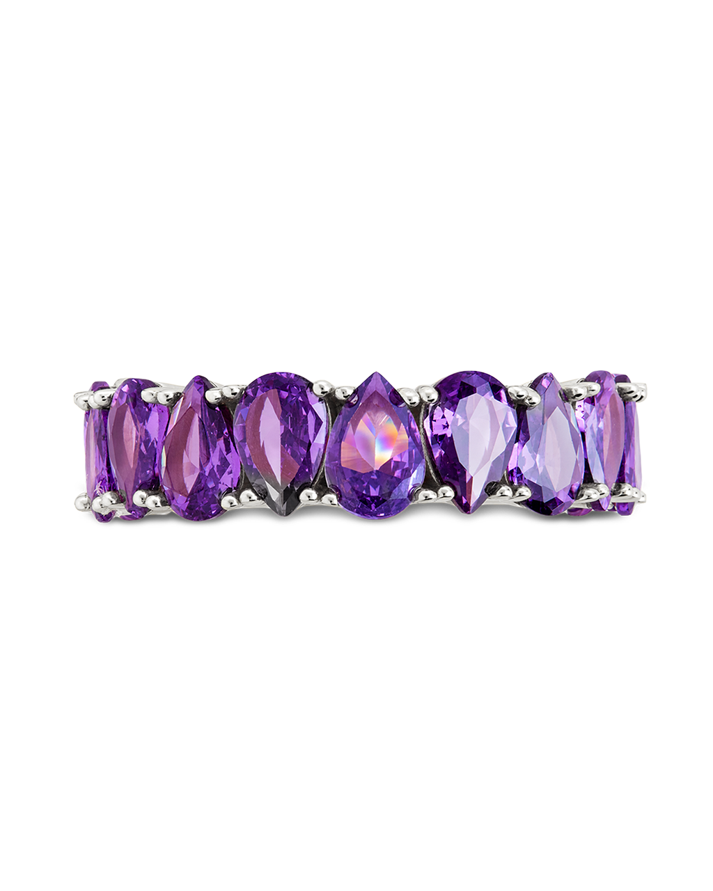 Sterling Silver Janis Amethyst CZ Eternity Band Ring