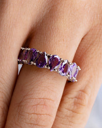 Sterling Silver Janis Amethyst CZ Eternity Band Ring