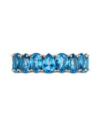 Sterling Silver Janis Aquamarine CZ Eternity Band Ring