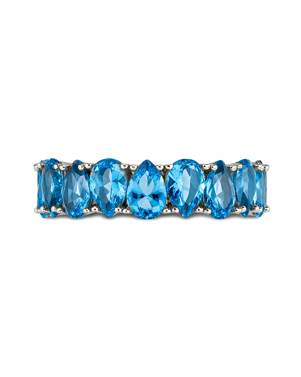 Sterling Silver Janis Aquamarine CZ Eternity Band Ring
