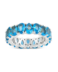 Sterling Silver Janis Aquamarine CZ Eternity Band Ring