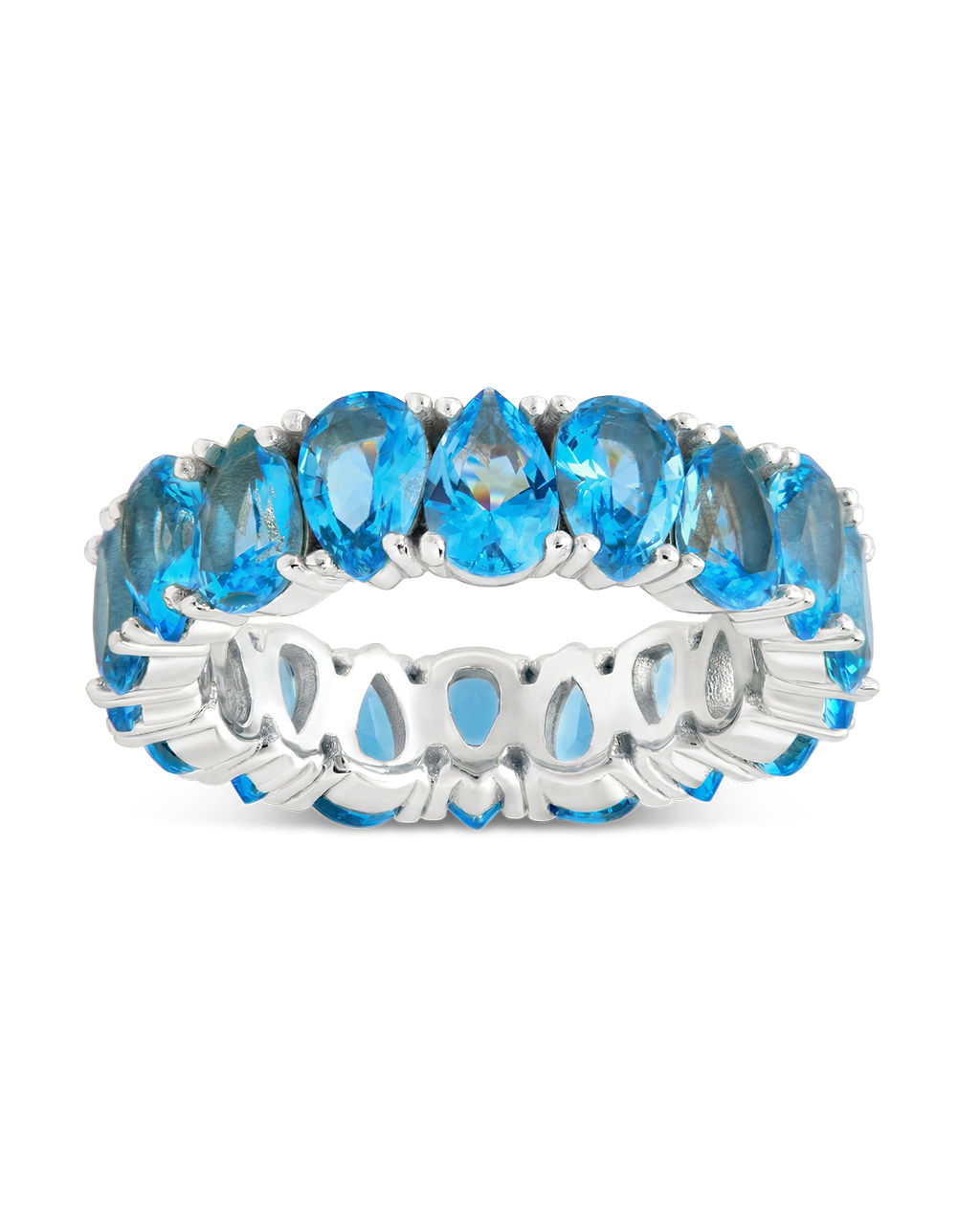 Sterling Silver Janis Aquamarine CZ Eternity Band Ring