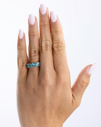 Sterling Silver Janis Aquamarine CZ Eternity Band Ring