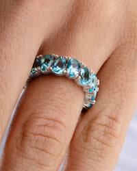 Sterling Silver Janis Aquamarine CZ Eternity Band Ring