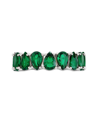 Sterling Silver Janis Emerald CZ Eternity Band Ring