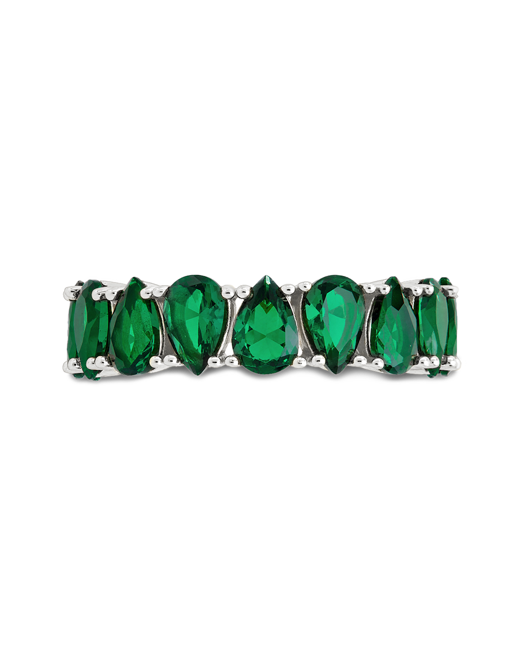 Sterling Silver Janis Emerald CZ Eternity Band Ring