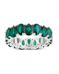 Sterling Silver Janis Emerald CZ Eternity Band Ring