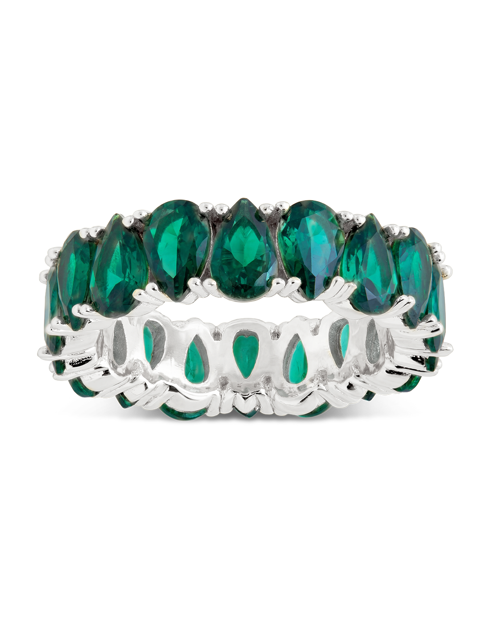 Sterling Silver Janis Emerald CZ Eternity Band Ring