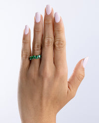 Sterling Silver Janis Emerald CZ Eternity Band Ring