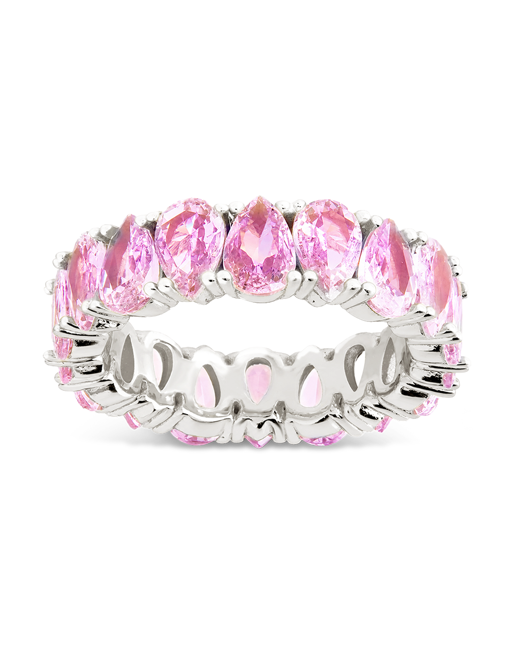 Sterling Silver Janis Light Pink CZ Eternity Band Ring