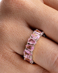Sterling Silver Janis Light Pink CZ Eternity Band Ring