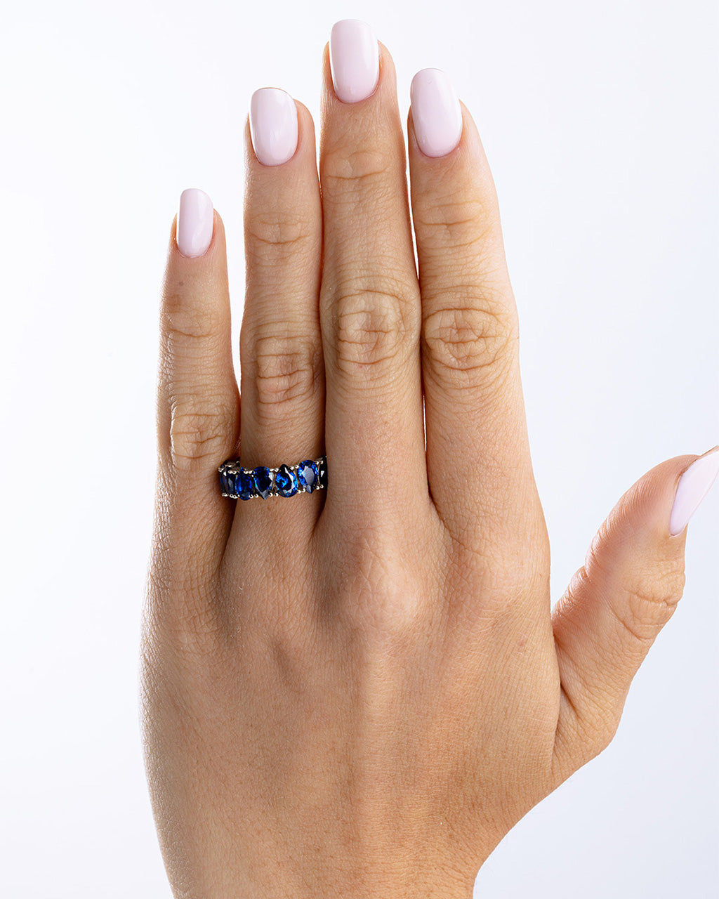 Sterling Silver Janis Sapphire CZ Eternity Band Ring – Sterling