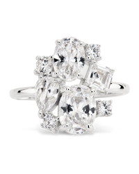 Sterling Silver Oval Cluster Statement Ring