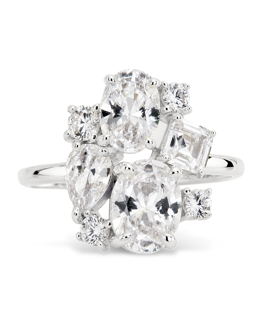 Sterling Silver Oval Cluster Statement Ring