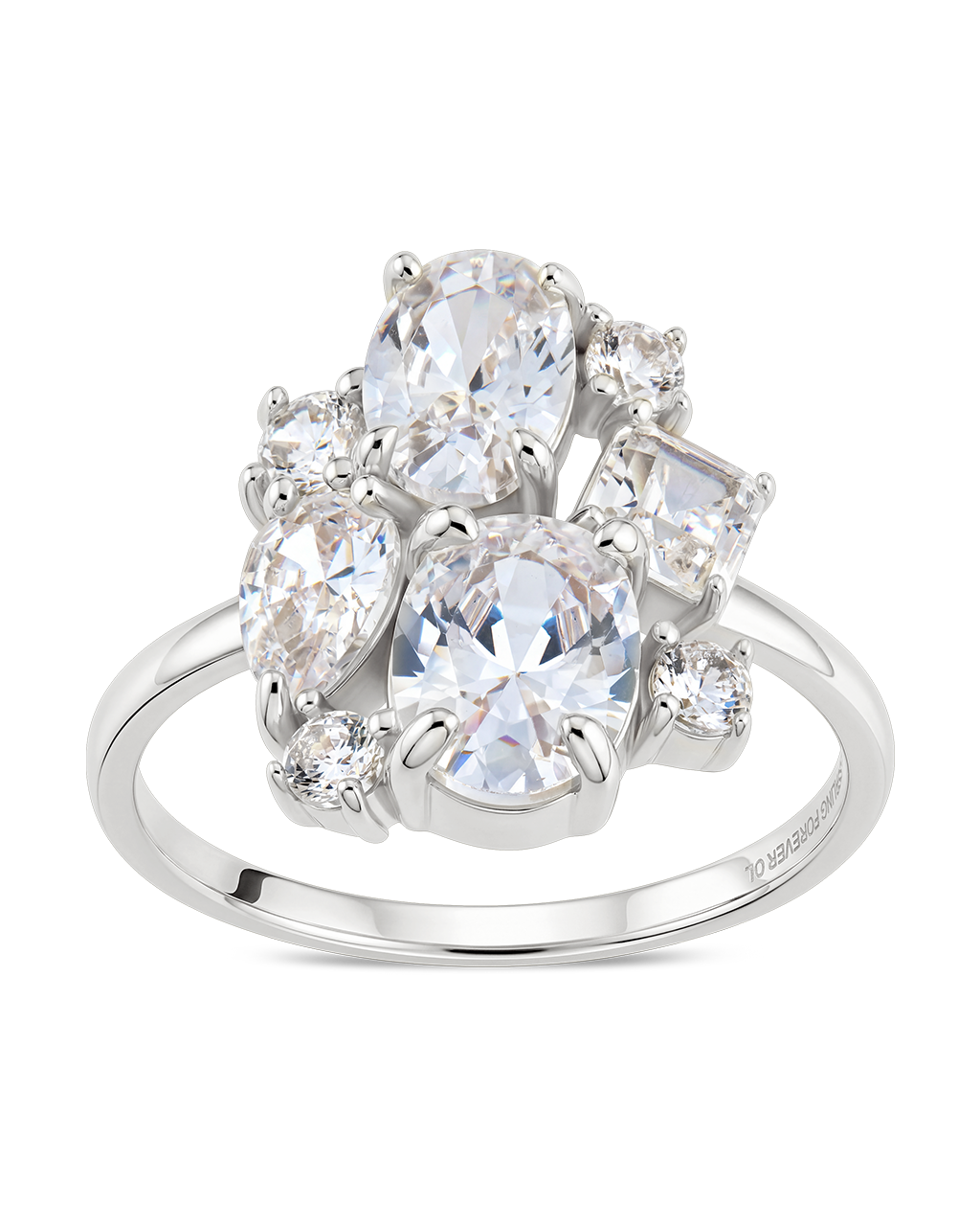 Sterling Silver Oval Cluster Statement Ring