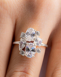 Sterling Silver Oval Cluster Statement Ring