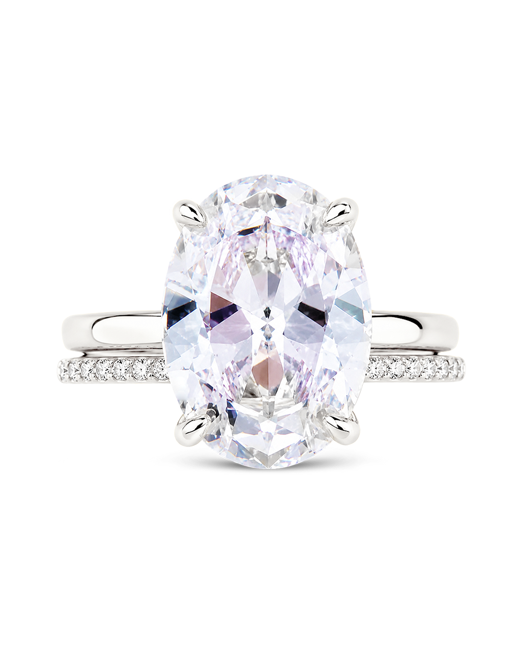 Sterling Silver Oval Cut CZ Stacking Ring Set