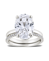 Sterling Silver Oval Cut CZ Stacking Ring Set