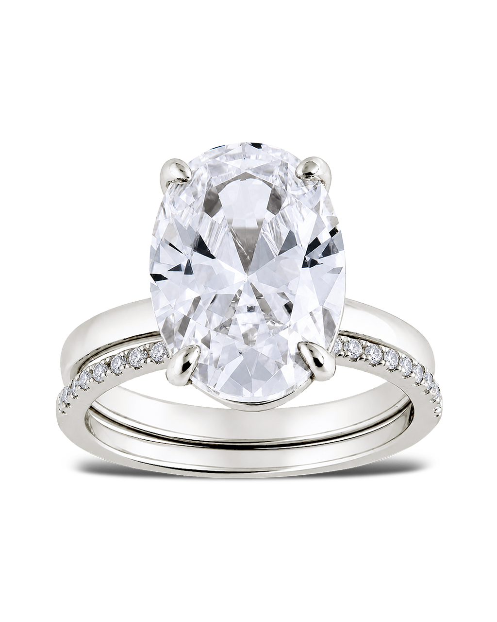 Sterling Silver Oval Cut CZ Stacking Ring Set