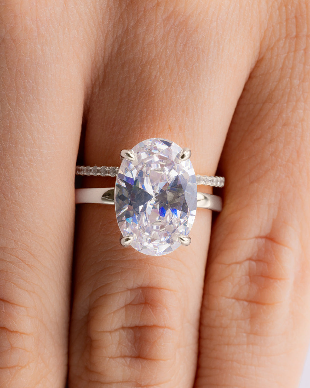Sterling Silver Oval Cut CZ Stacking Ring Set