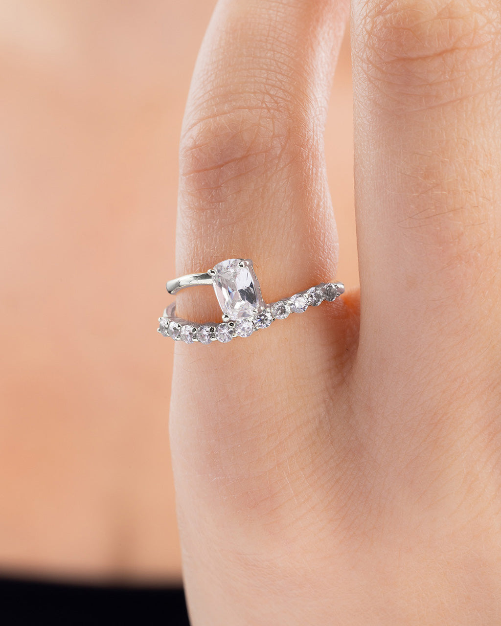 Sterling Silver Nova Cushion Pinky Ring