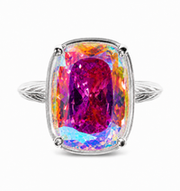 Sterling Silver Elongated Cushion Iridescent CZ Cocktail Ring