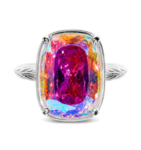 Sterling Silver Elongated Cushion Iridescent CZ Cocktail Ring
