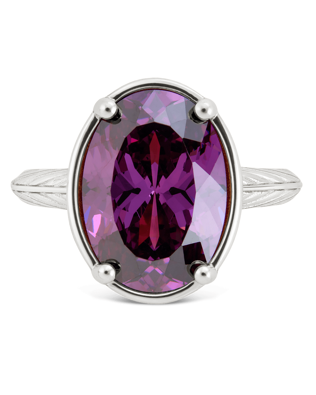 Sterling Silver Oval Cut Amethyst CZ Cocktail Ring - Sterling Forever