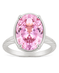 Sterling Silver Oval Cut Pink Sapphire CZ Cocktail Ring - Sterling Forever