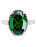 Sterling Silver Oval Cut Emerald CZ Cocktail Ring - Sterling Forever