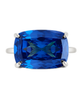 Sterling Silver Sapphire Cushion East-West Ring