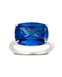 Sterling Silver Sapphire Cushion East-West Ring