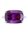 Sterling Silver Amethyst Cushion East-West Ring