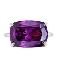 Sterling Silver Amethyst Cushion East-West Ring